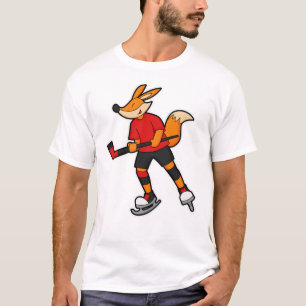 Fuchs beim Eishockey mit Eishockeyschläger T-Shirt