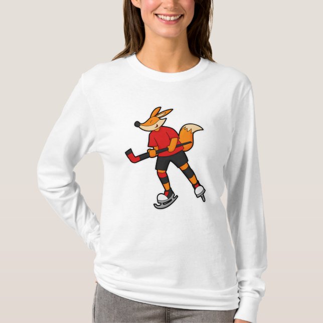 Fuchs beim Eishockey mit Eishockeyschläger T-Shirt (Vorderseite)