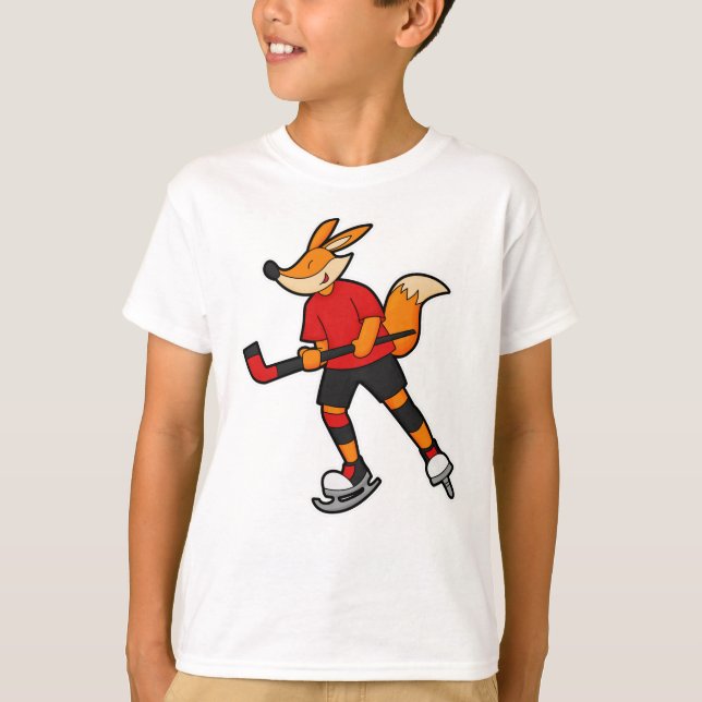 Fuchs beim Eishockey mit Eishockeyschläger T-Shirt (Vorderseite)