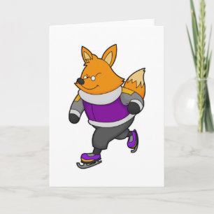 Fuchs beim Eislaufen mit Schlittschuhen und Brille Karte