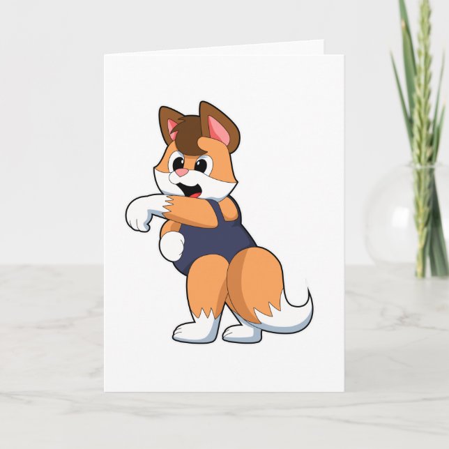 Fuchs beim Schwimmen mit Badeanzug Karte (Vorderseite)