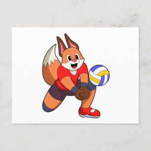 Fuchs beim Volleyball-Sport Postkarte