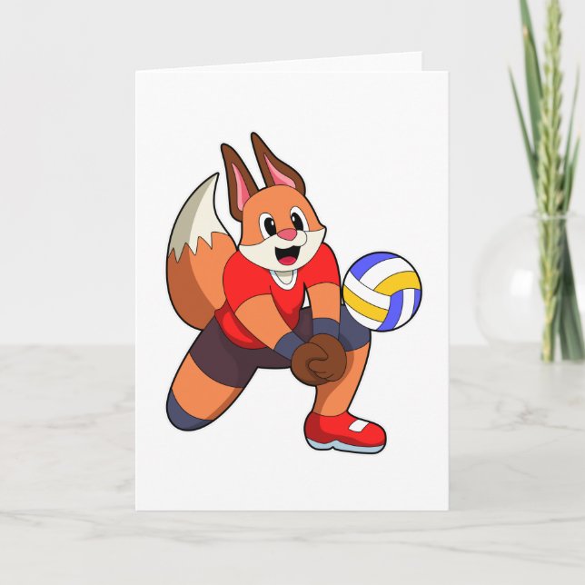 Fuchs beim Volleyballsport Karte (Vorderseite)