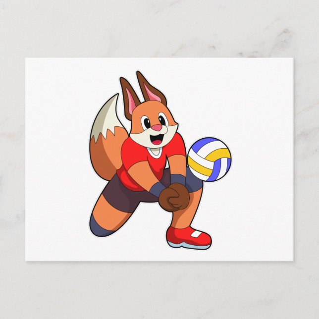 Fuchs beim Volleyballsport Postkarte (Vorderseite)