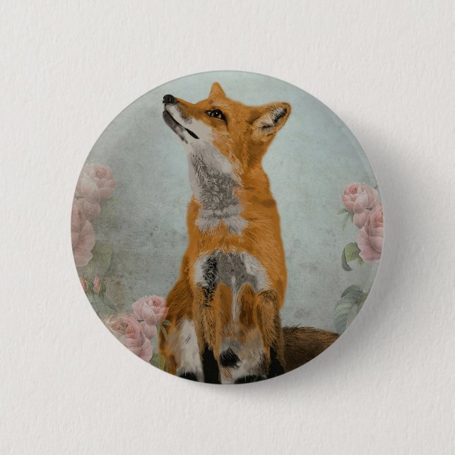 Fuchs, Blume, Button (Vorderseite)
