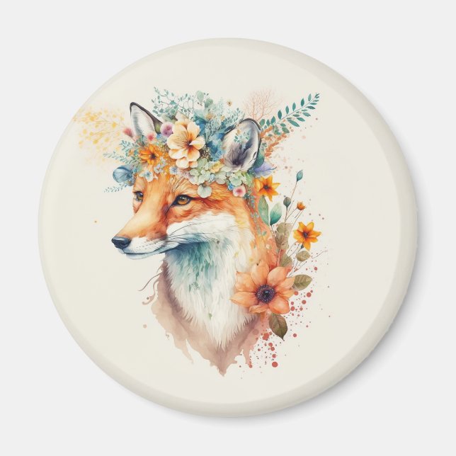 Fuchs-Blumenkrone Aquarell Magnet (Vorne)