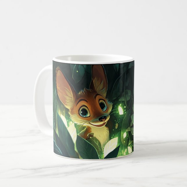 Fuchs Cartoon-Stil lebendige bunte niedliche Kaffe Kaffeetasse (Vorderseite Links)