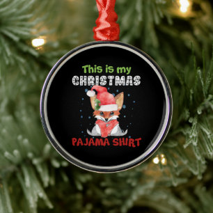 Fuchs Das ist mein Weihnachts-Pyjama-Shirt T-Shirt Ornament Aus Metall