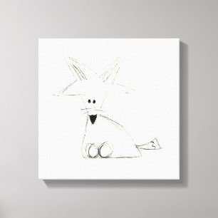 Fuchs doodle Schwarz-weiße graue, einfache Kinder  Leinwanddruck