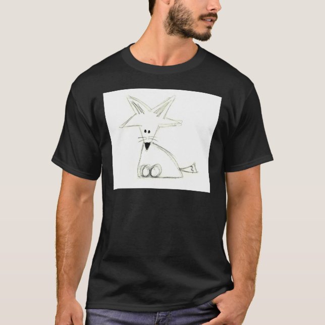 Fuchs doodle Schwarz-weiße graue, einfache Kinder  T-Shirt (Vorderseite)