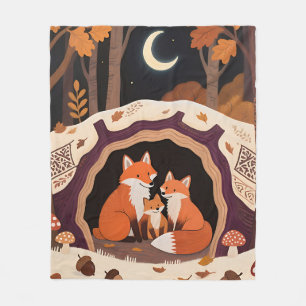 Fuchs-Familie Herbstwaldhöhle Fleecedecke