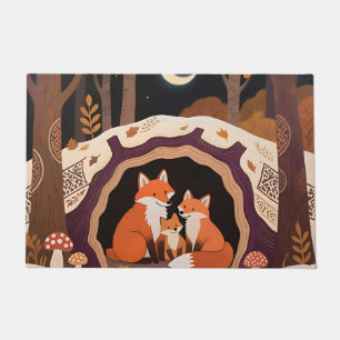 Fuchs-Familie Herbstwaldhöhle Fußmatte