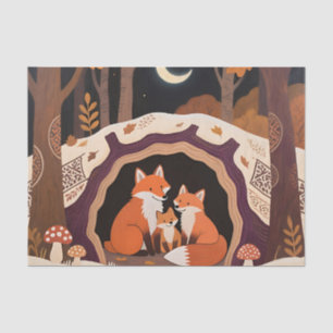 Fuchs-Familie Herbstwaldhöhle Seidenpapier