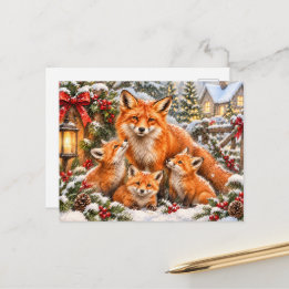 Fuchs-Familie zu Weihnachten – Wasserfarben-Waldla