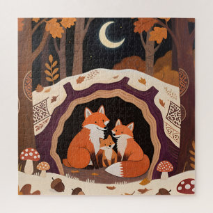Fuchs-Familien-Herbstwaldhöhle Puzzle