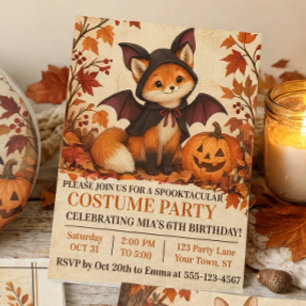 Fuchs Fledermaus Kostüm Halloween Geburtstagsfeier Einladung
