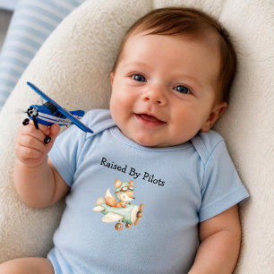 Fuchs Fliegt Flugzeug Personalisierter Baby Junge  Strampler