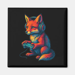 Fuchs-Gaming mit Kopfhörern Lustige Videospiele Ga Magnet
