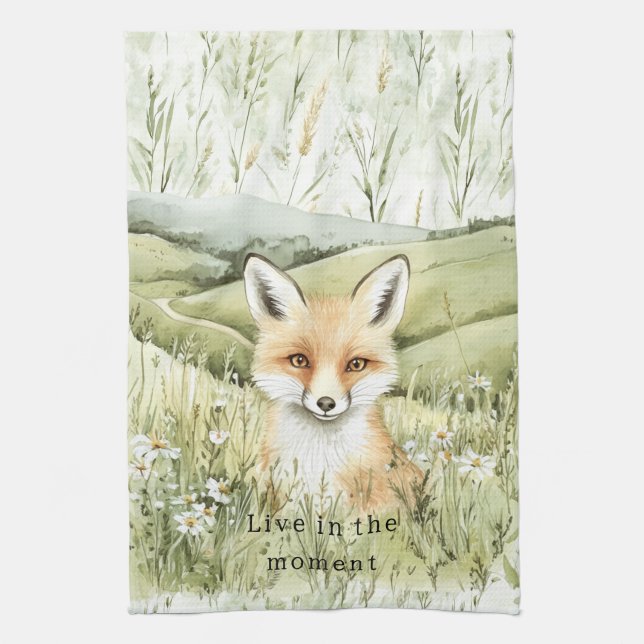Fuchs Gänseblümchen Blumen Geschirrtuch (Vertikal)