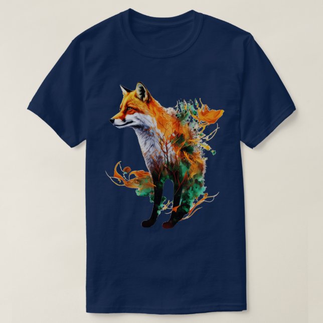 Fuchs Geschenkartikel Roter Fuchs buntes Tier Kuns T-Shirt (Design vorne)
