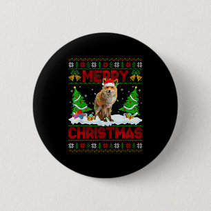 Fuchs hässlicher Weihnachtsschweter lustiger Fuchs Button