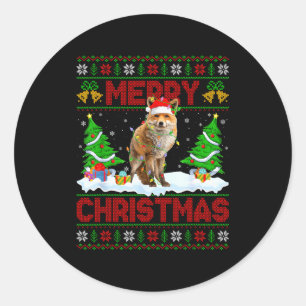 Fuchs hässlicher Weihnachtsschweter lustiger Fuchs Runder Aufkleber