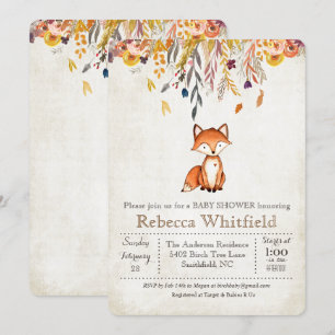 Fuchs Herbst Blätter Kürbis Baby Shower Einladung