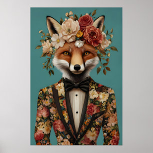 Fuchs im Anzug Poster, Fuchsporträt, Fuchs Öl Poster