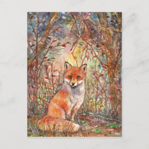 Fuchs im Herbstwald Postkarte