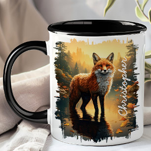 Fuchs im Herbstwald Spiegelung Tasse