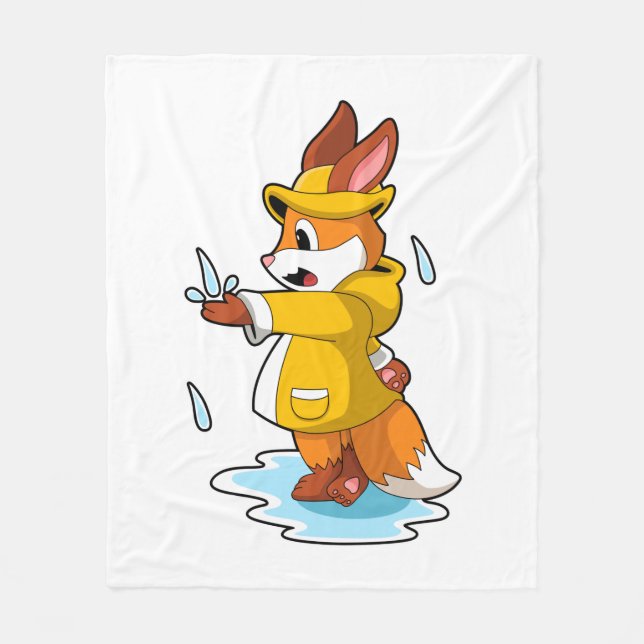Fuchs im Regen mit Regentropfen Fleecedecke (Vorderseite)