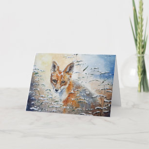 Fuchs im Schnee Weihnachtskarte Feiertagskarte