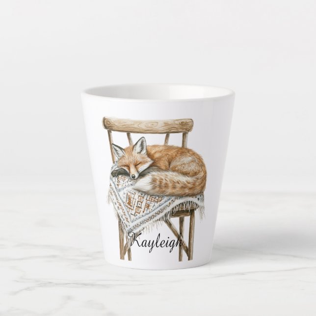 Fuchs im Sessel Weihnachten Milchtasse (Vorderseite)