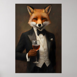 Fuchs im Smoking Poster, Tierposter, Fuchs im Anzu Poster