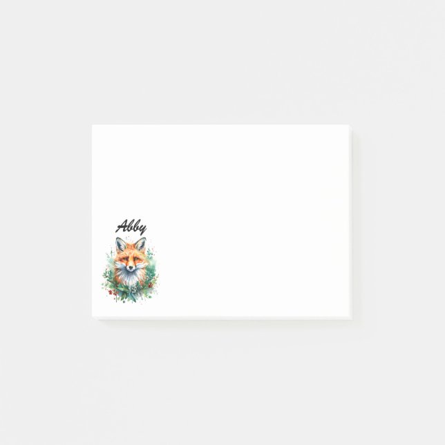 Fuchs im Stechpalmenzweig Post-it Klebezettel (Vorderseite)