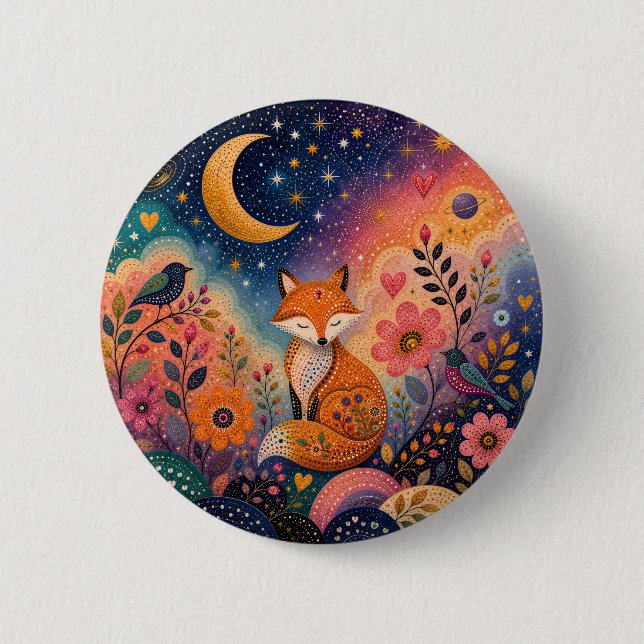 Fuchs im Sternengarten Button (Vorderseite)