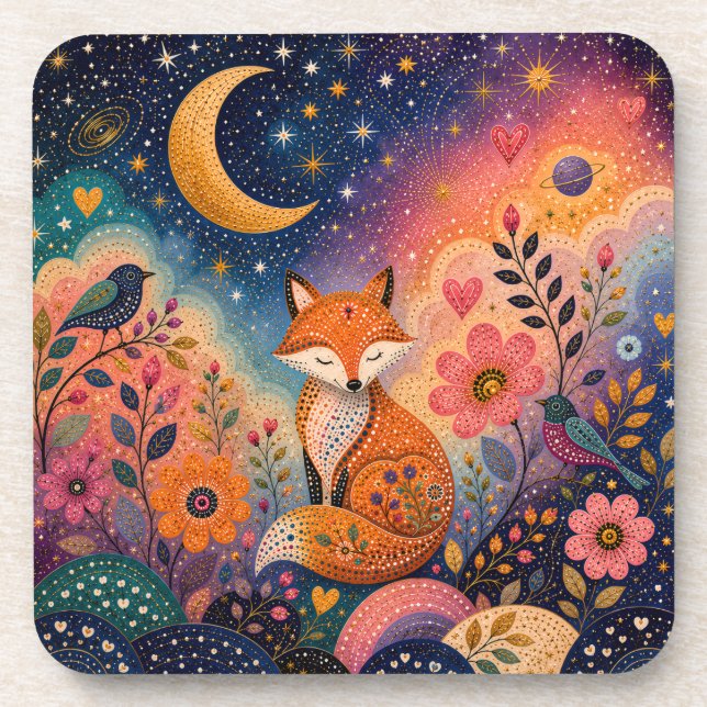 Fuchs im Sternengarten Getränkeuntersetzer (Vorderseite)