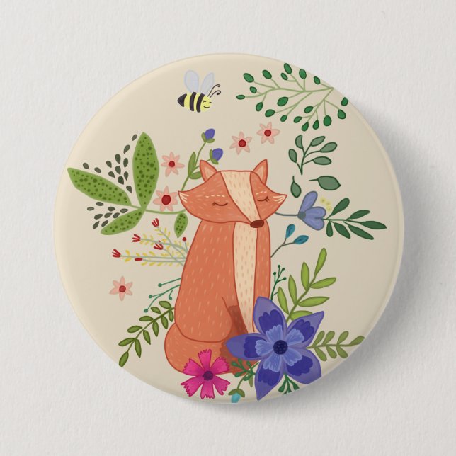 Fuchs im Wald Button (Vorderseite)