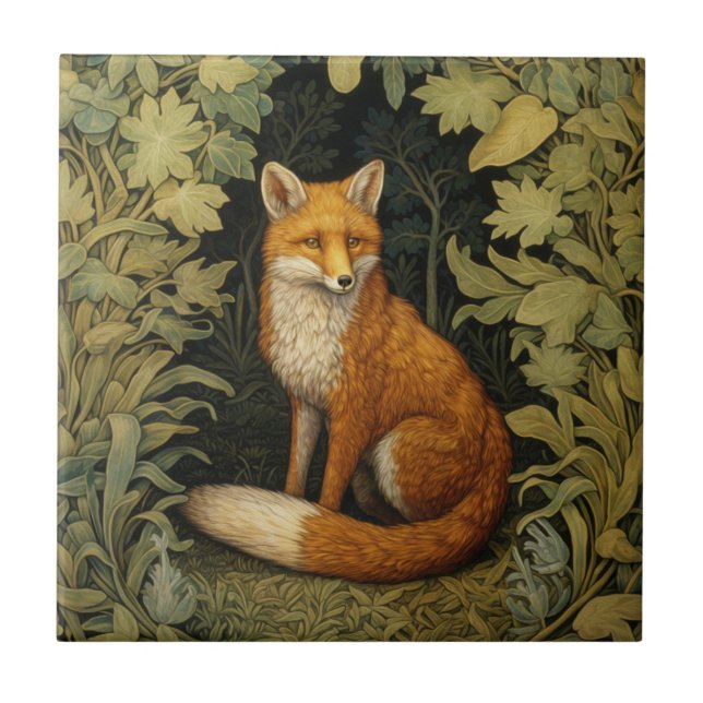 Fuchs im Wald, Jugendstil Fliese (Vorderseite)