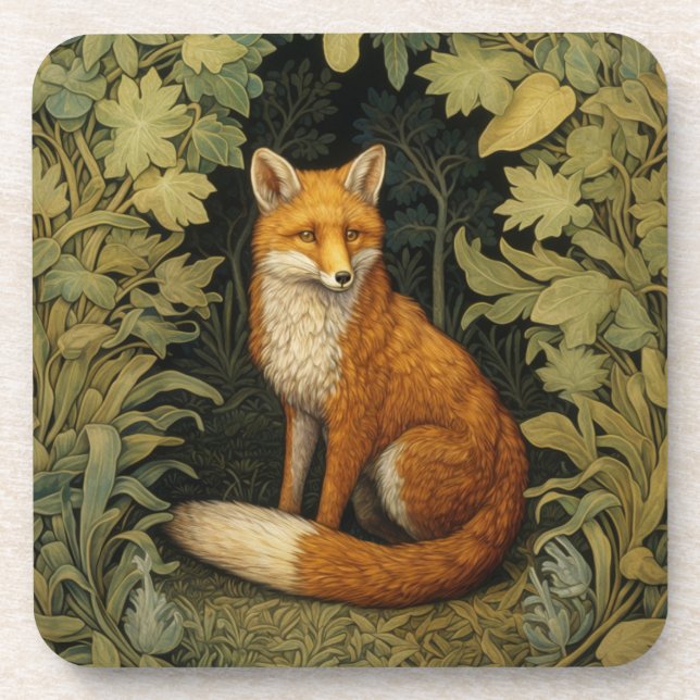 Fuchs im Wald, Jugendstil Getränkeuntersetzer (Vorderseite)