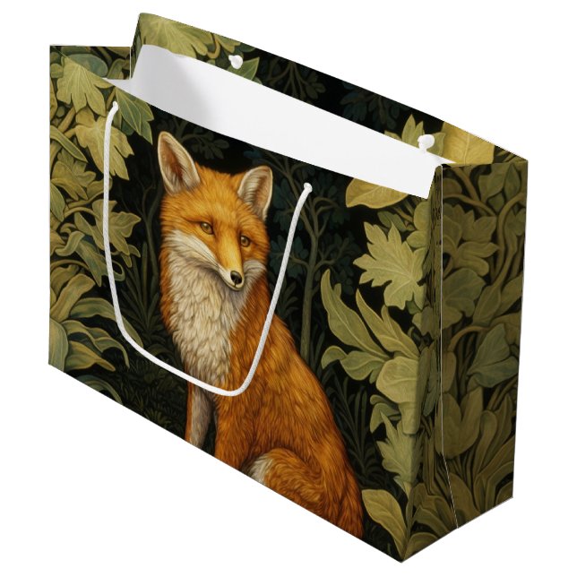 Fuchs im Wald, Jugendstil Große Geschenktüte (Vorderseite Schrägansicht)