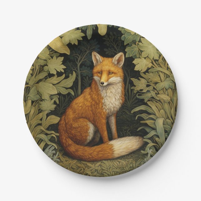 Fuchs im Wald, Jugendstil Pappteller (Vorderseite)