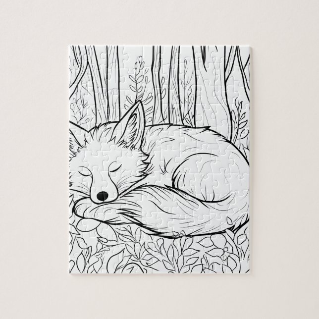 Fuchs im Wald Süße Färbepuzzle Puzzle (Vertikal)