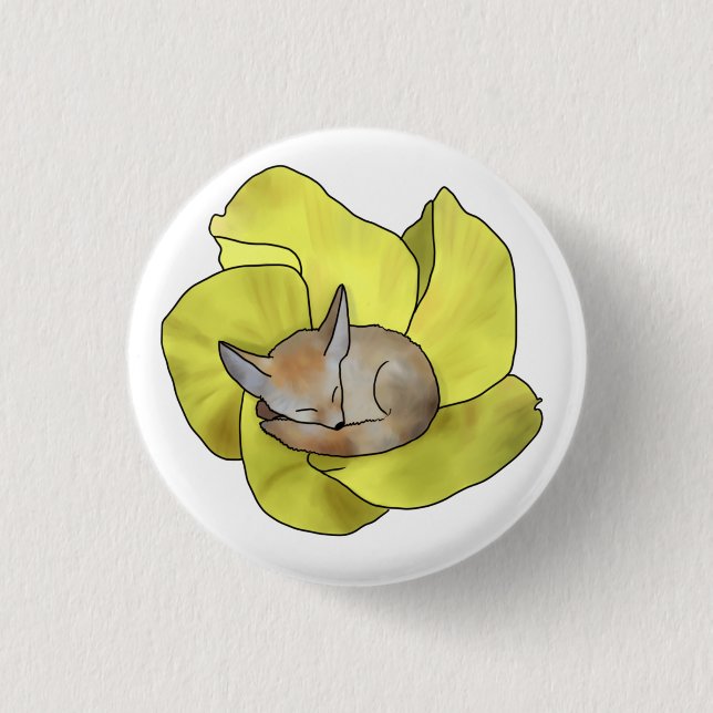 Fuchs in Blüte Button (Vorderseite)