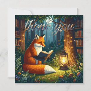 Fuchs in einer magischen Wald Bibliothek Dankeskarte