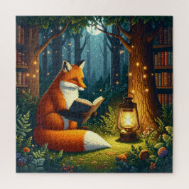 Fuchs in einer magischen Wald Bibliothek Puzzle