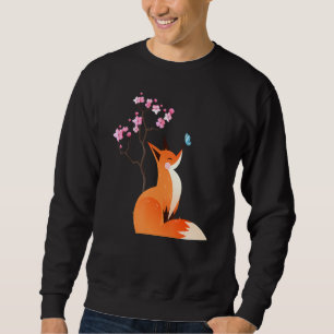 Fuchs japanische Kirschblüten-Blume Vintage Sweatshirt