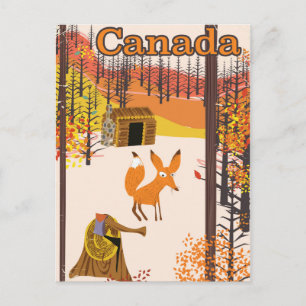 Fuchs Kanada im Vintage-Stil Reiseplakat Postkarte