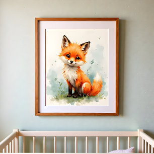 Fuchs-Kinderzimmer-Wandkunst – Wald-Babyzimmer  Poster