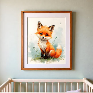 Fuchs-Kinderzimmer-Wandkunst – Wald-Babyzimmer Poster